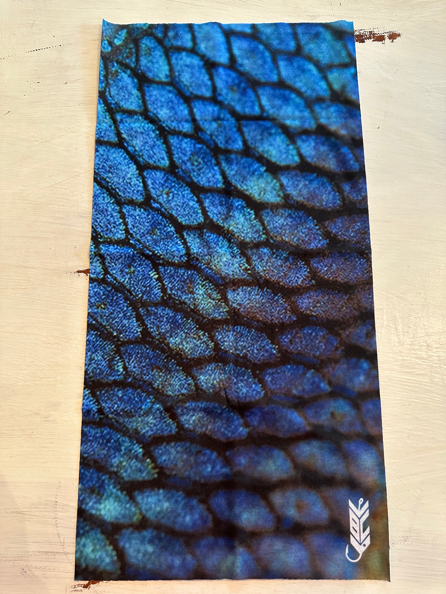 8. BaseCamp Fish head logo (Blue scales) face mask.